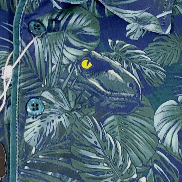 RSVLTS Jurassic Park All Day Golf Polo Men Size Large Clever Girl Aloha Dinosaur - Picture 9 of 16